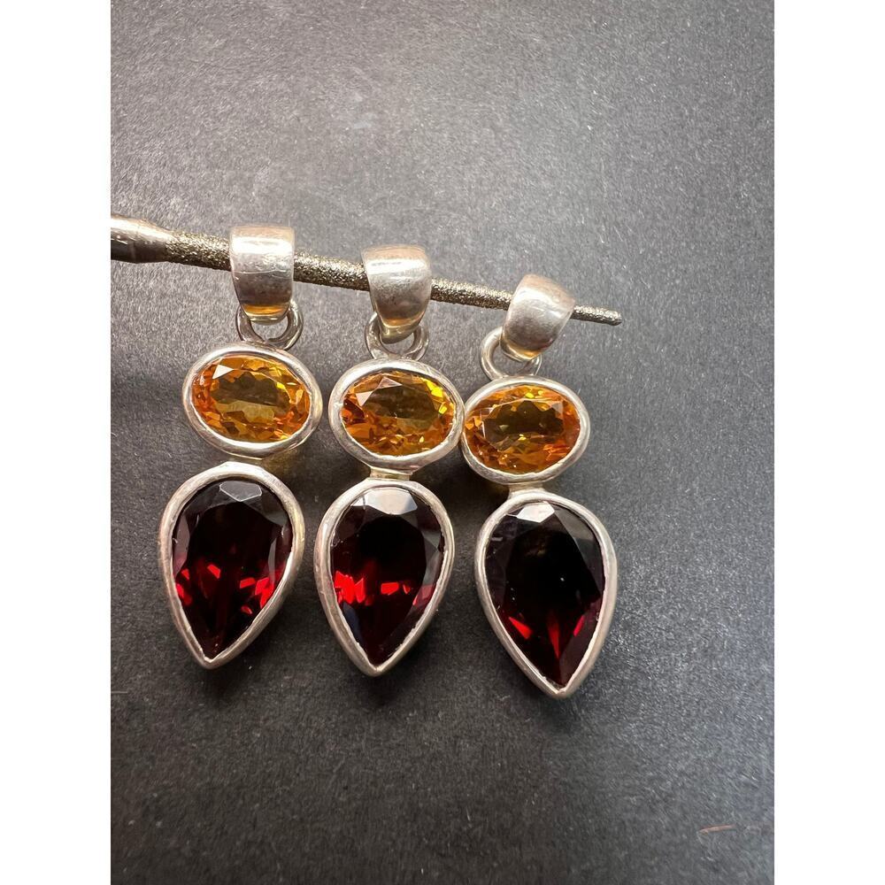 NEW citrine and garnet sterling silver pendant